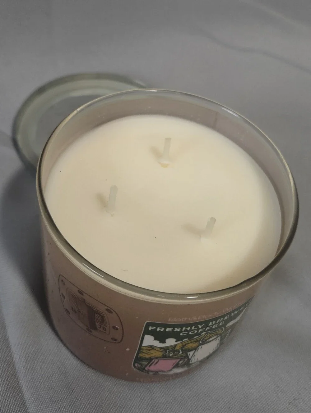 BATH & BODY WORKS FRESHLY BREWED COFFEE 3 WICK CANDLE Warm Cozy Scent Brand New!